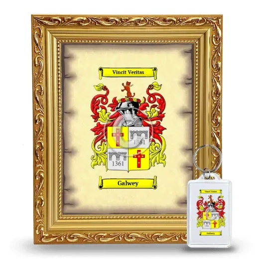 Galwey Framed Coat of Arms and Keychain - Gold