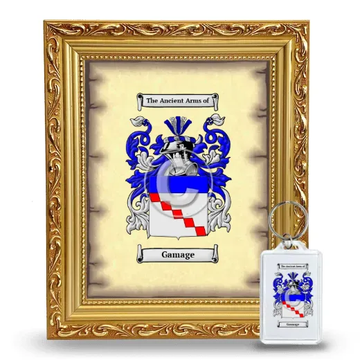 Gamage Framed Coat of Arms and Keychain - Gold