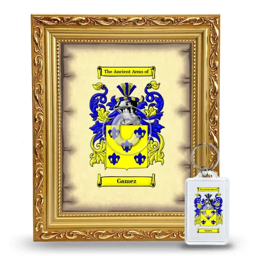Gamez Framed Coat of Arms and Keychain - Gold