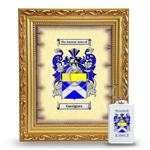 Garrigues Framed Coat of Arms and Keychain - Gold