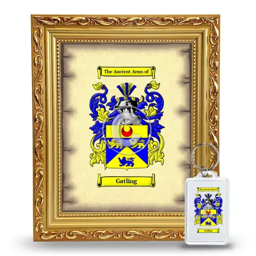 Gatling Framed Coat of Arms and Keychain - Gold