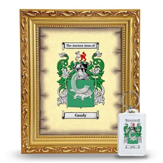 Gaudy Framed Coat of Arms and Keychain - Gold