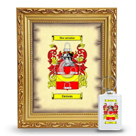 Gerson Framed Coat of Arms and Keychain - Gold