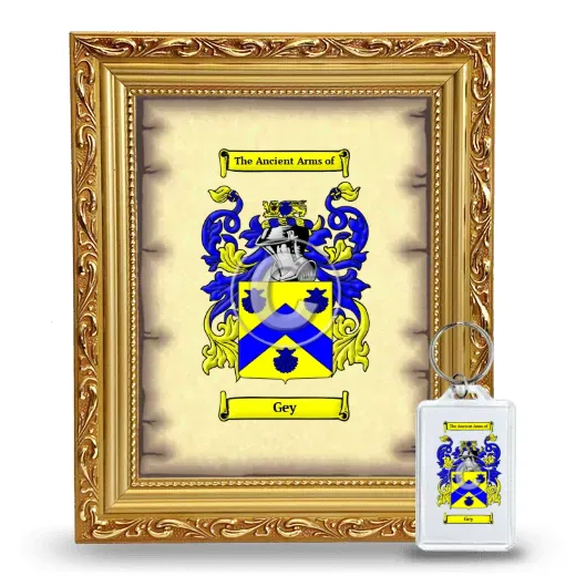 Gey Framed Coat of Arms and Keychain - Gold