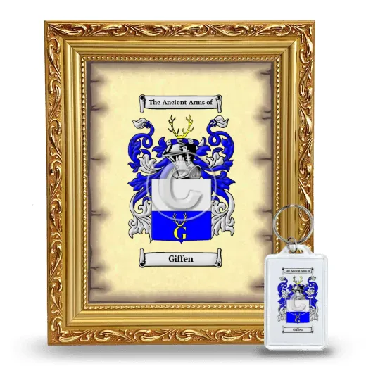 Giffen Framed Coat of Arms and Keychain - Gold