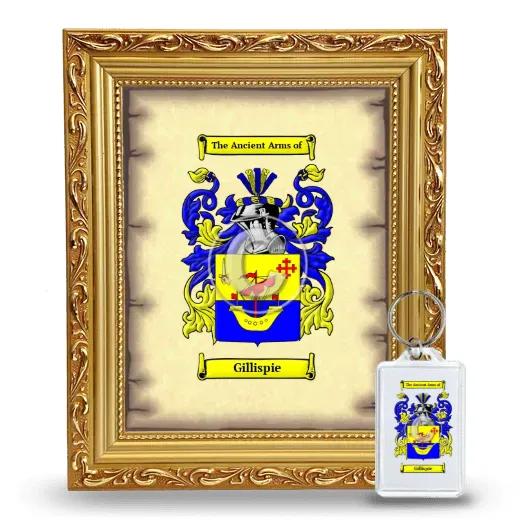 Gillispie Framed Coat of Arms and Keychain - Gold