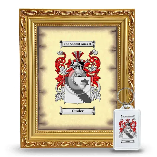 Ginder Framed Coat of Arms and Keychain - Gold