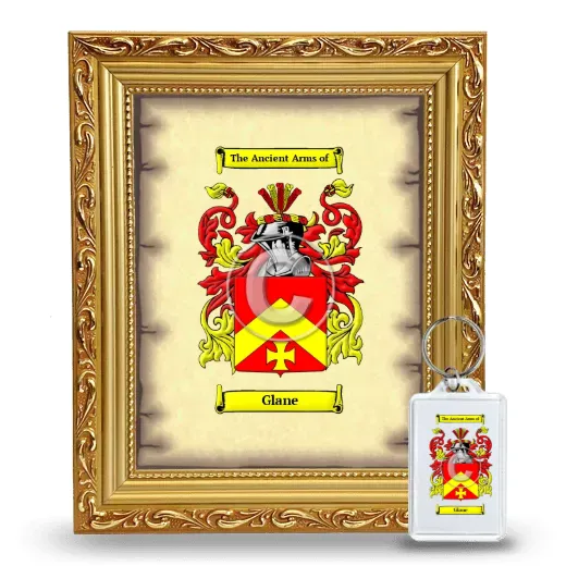 Glane Framed Coat of Arms and Keychain - Gold