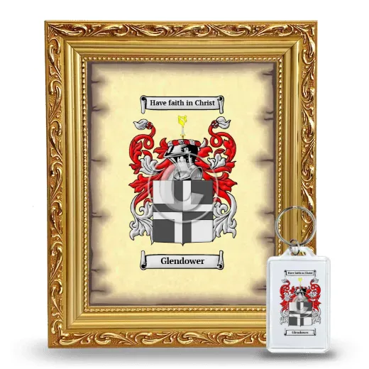 Glendower Framed Coat of Arms and Keychain - Gold