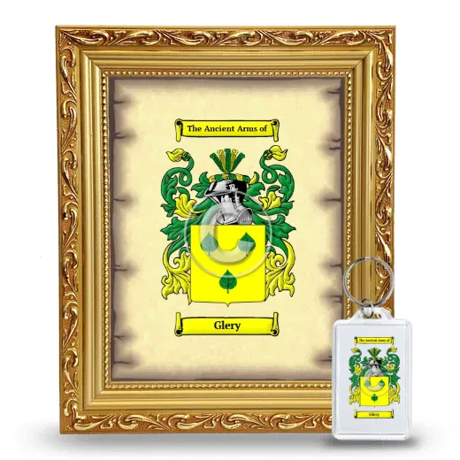 Glery Framed Coat of Arms and Keychain - Gold