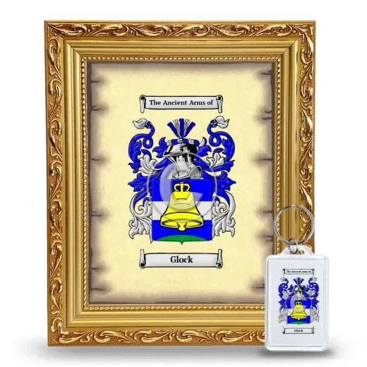 Glock Framed Coat of Arms and Keychain - Gold