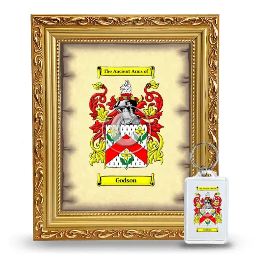 Godson Framed Coat of Arms and Keychain - Gold