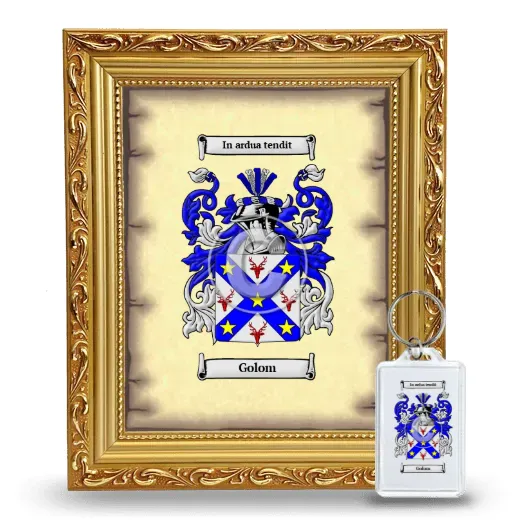 Golom Framed Coat of Arms and Keychain - Gold