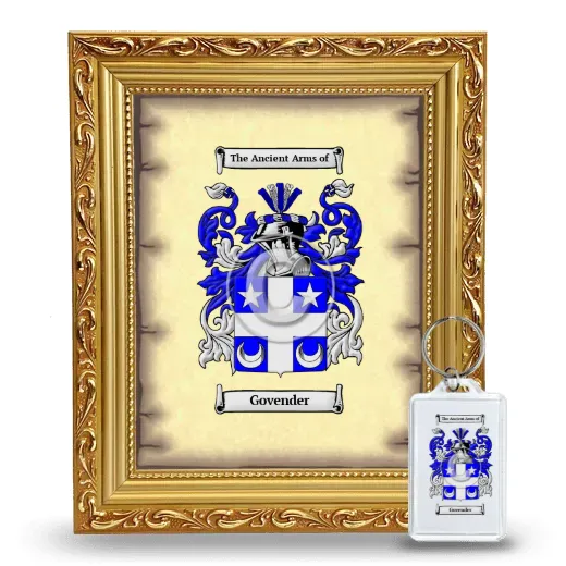 Govender Framed Coat of Arms and Keychain - Gold