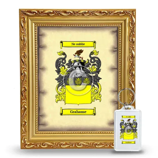 Grahame Framed Coat of Arms and Keychain - Gold