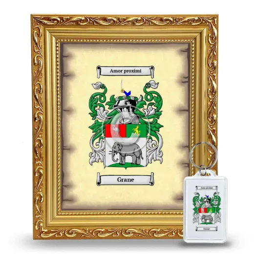 Grane Framed Coat of Arms and Keychain - Gold