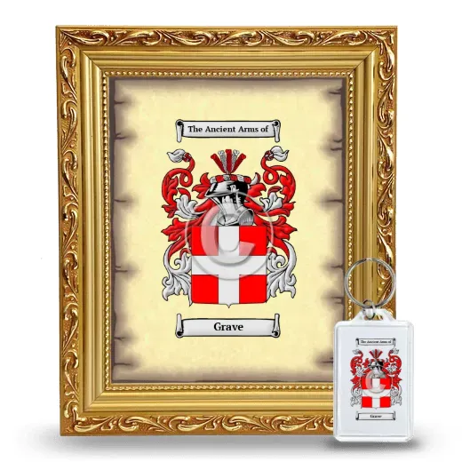 Grave Framed Coat of Arms and Keychain - Gold
