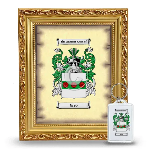 Greb Framed Coat of Arms and Keychain - Gold