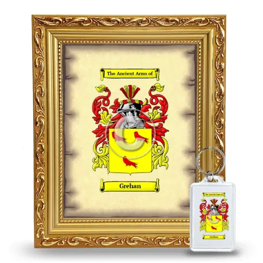 Grehan Framed Coat of Arms and Keychain - Gold