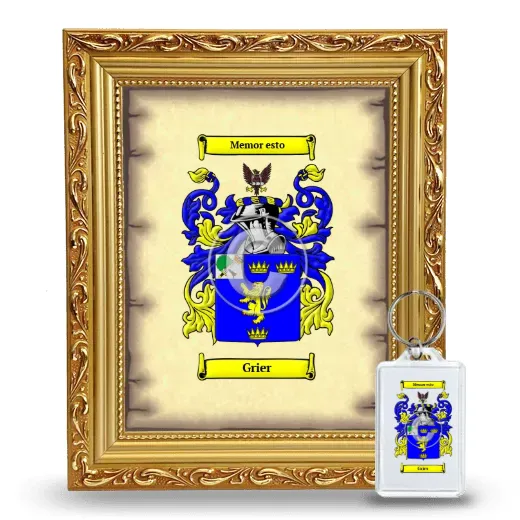 Grier Framed Coat of Arms and Keychain - Gold
