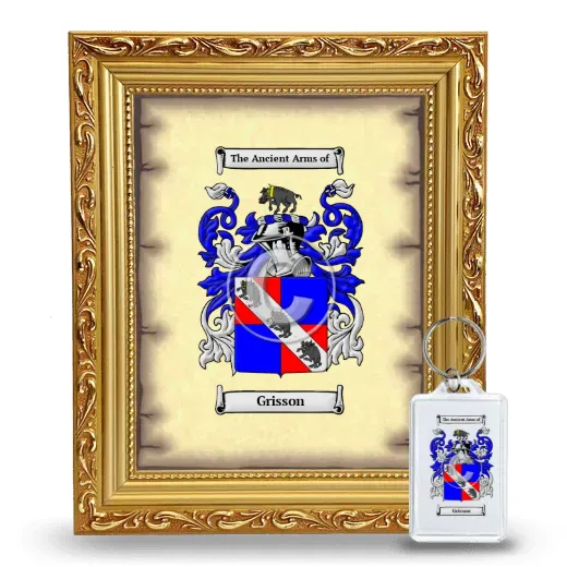 Grisson Framed Coat of Arms and Keychain - Gold