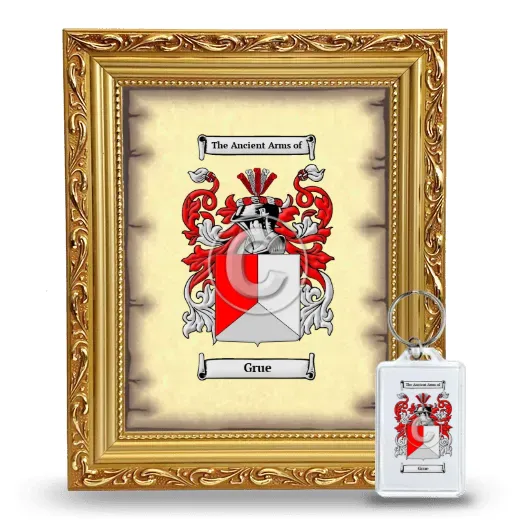 Grue Framed Coat of Arms and Keychain - Gold