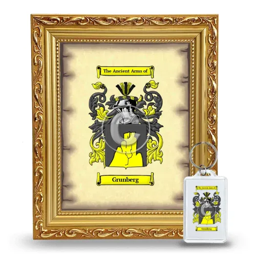 Grunberg Framed Coat of Arms and Keychain - Gold