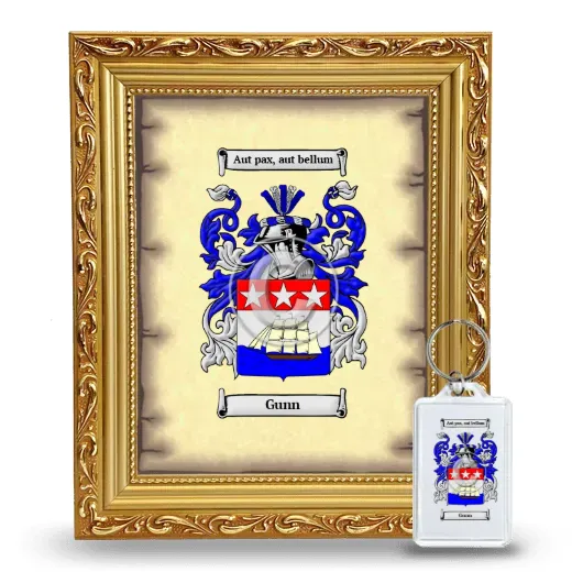 Gunn Framed Coat of Arms and Keychain - Gold