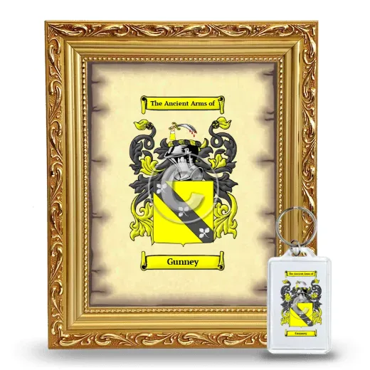 Gunney Framed Coat of Arms and Keychain - Gold