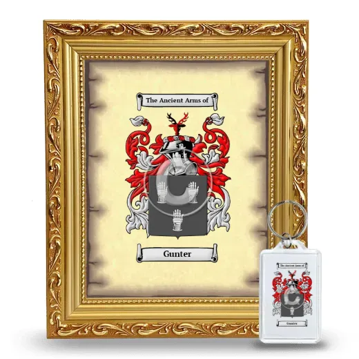 Gunter Framed Coat of Arms and Keychain - Gold
