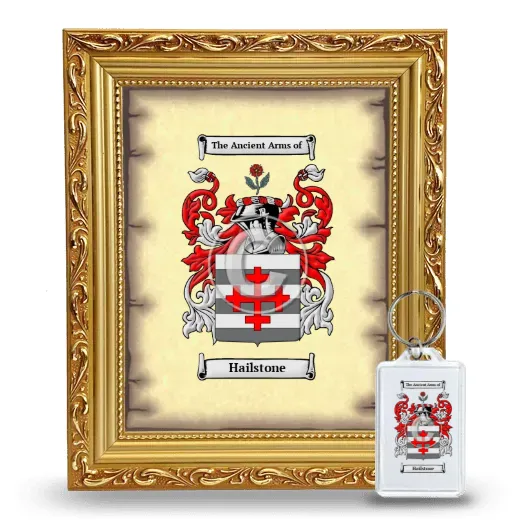 Hailstone Framed Coat of Arms and Keychain - Gold