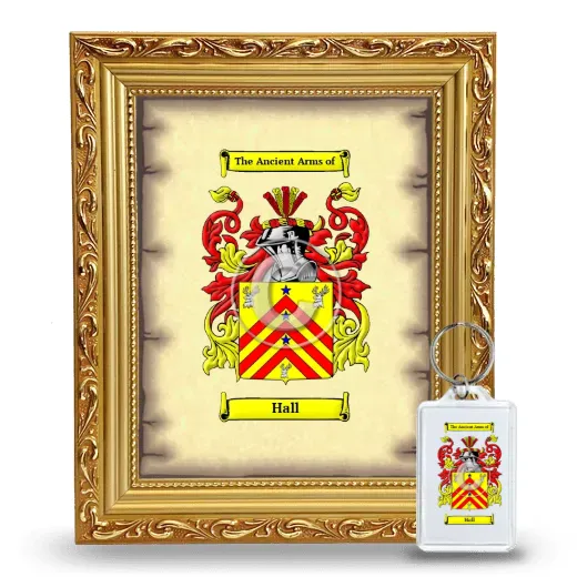 Hall Framed Coat of Arms and Keychain - Gold