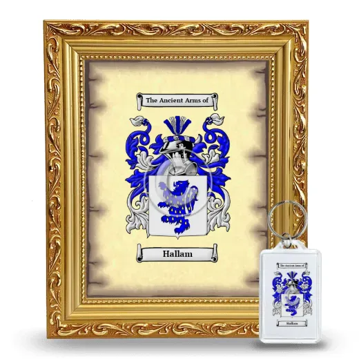 Hallam Framed Coat of Arms and Keychain - Gold