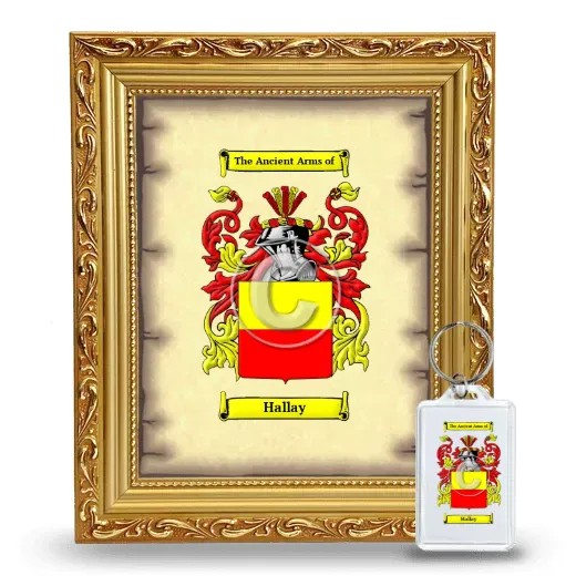 Hallay Framed Coat of Arms and Keychain - Gold