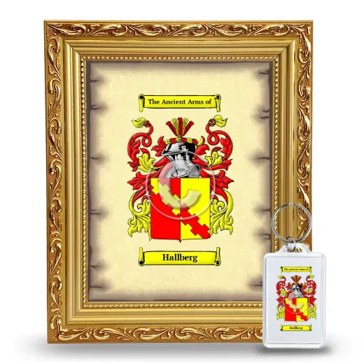 Hallberg Framed Coat of Arms and Keychain - Gold