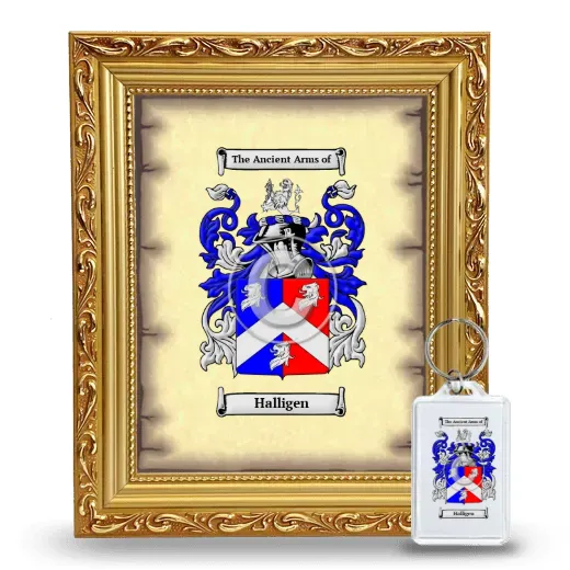 Halligen Framed Coat of Arms and Keychain - Gold