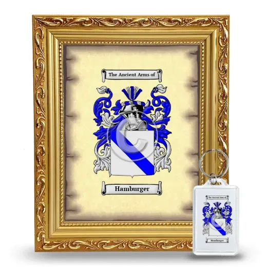 Hamburger Framed Coat of Arms and Keychain - Gold