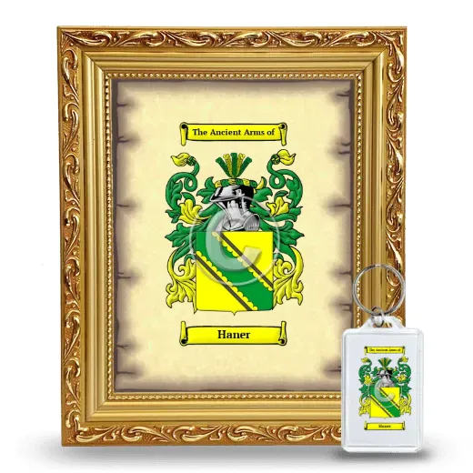 Haner Framed Coat of Arms and Keychain - Gold