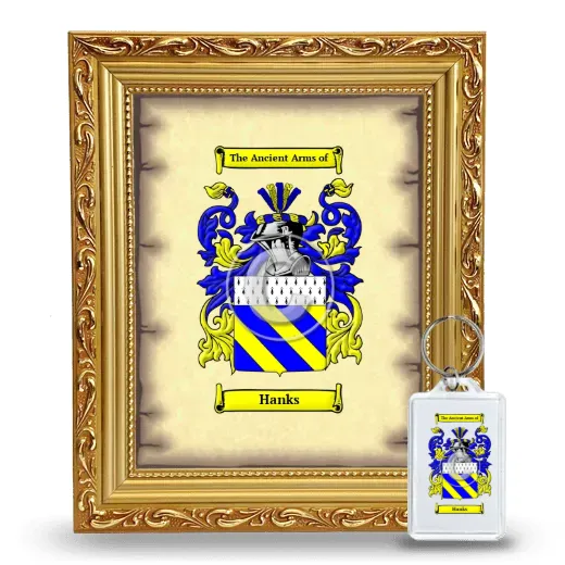 Hanks Framed Coat of Arms and Keychain - Gold