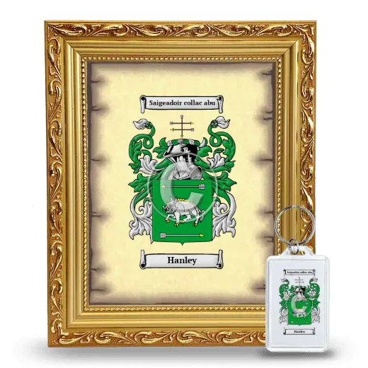Hanley Framed Coat of Arms and Keychain - Gold