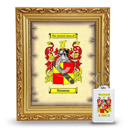 Hannum Framed Coat of Arms and Keychain - Gold
