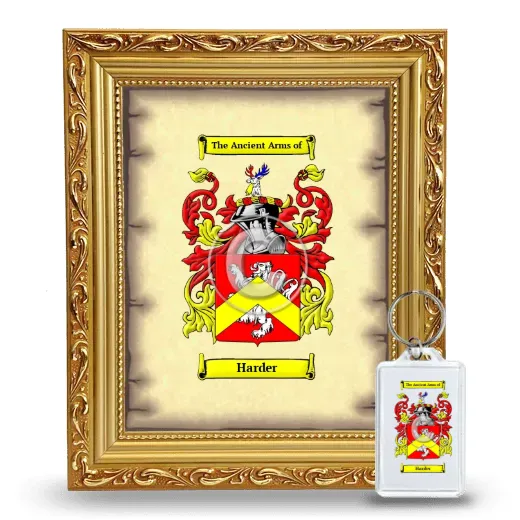 Harder Framed Coat of Arms and Keychain - Gold