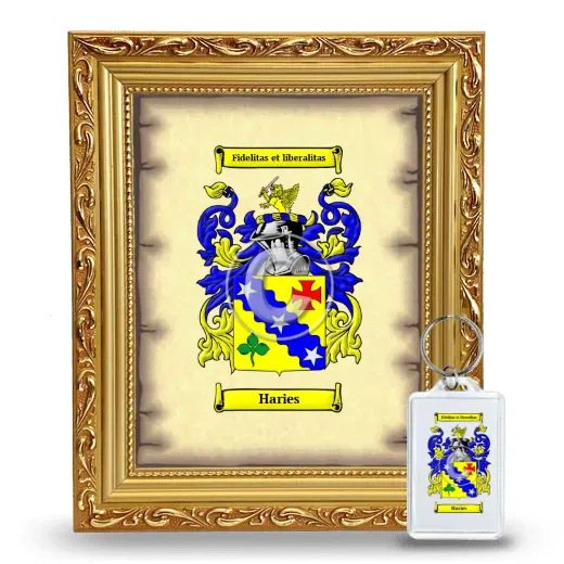 Haries Framed Coat of Arms and Keychain - Gold