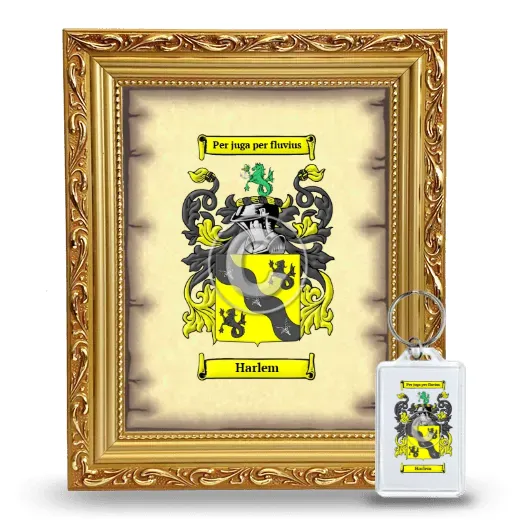 Harlem Framed Coat of Arms and Keychain - Gold