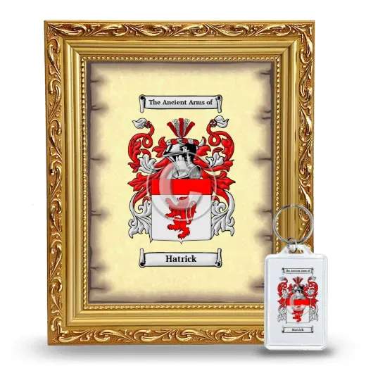 Hatrick Framed Coat of Arms and Keychain - Gold