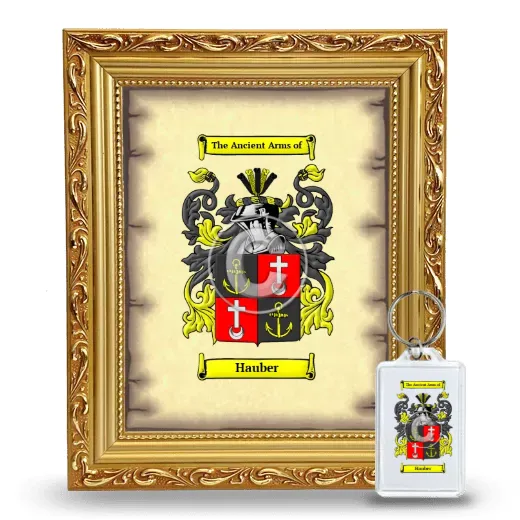 Hauber Framed Coat of Arms and Keychain - Gold