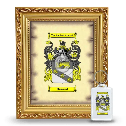 Haward Framed Coat of Arms and Keychain - Gold