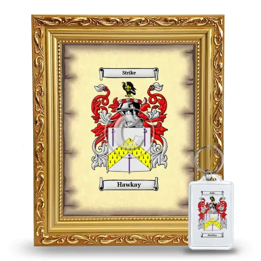 Hawkay Framed Coat of Arms and Keychain - Gold