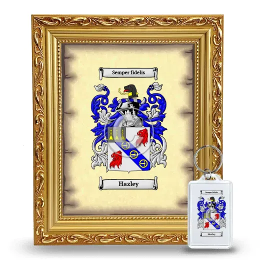Hazley Framed Coat of Arms and Keychain - Gold