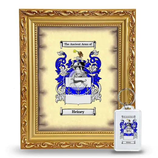 Heiney Framed Coat of Arms and Keychain - Gold